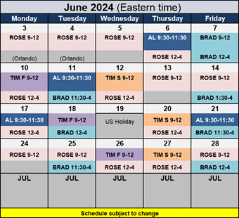 BTR Calendar June 2024