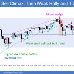 SP500 Emini 5-Min Chart Sell Climax Then Weak Rally and Trading Range