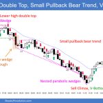 SP500 Emini 5-Min Chart Double Top Small Pullback Bear Trend Then V-Bottom