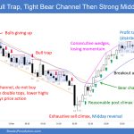 SP500 Emini 5-Min Chart Bull Trap Tight Bear Channel Then Midday Reversal